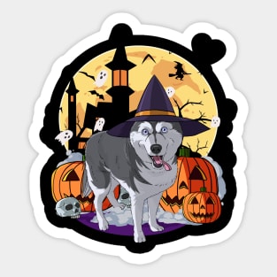 Siberian Husky Happy Halloween Sticker